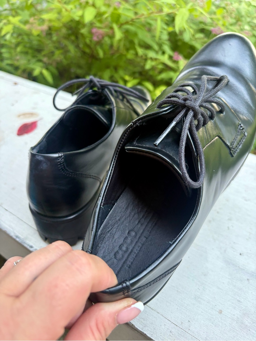 ECCO - Modtray Leather Derby Shoes Black Lug Sole Oxfords - EU 39 US 8.5 - Picture 8 of 10